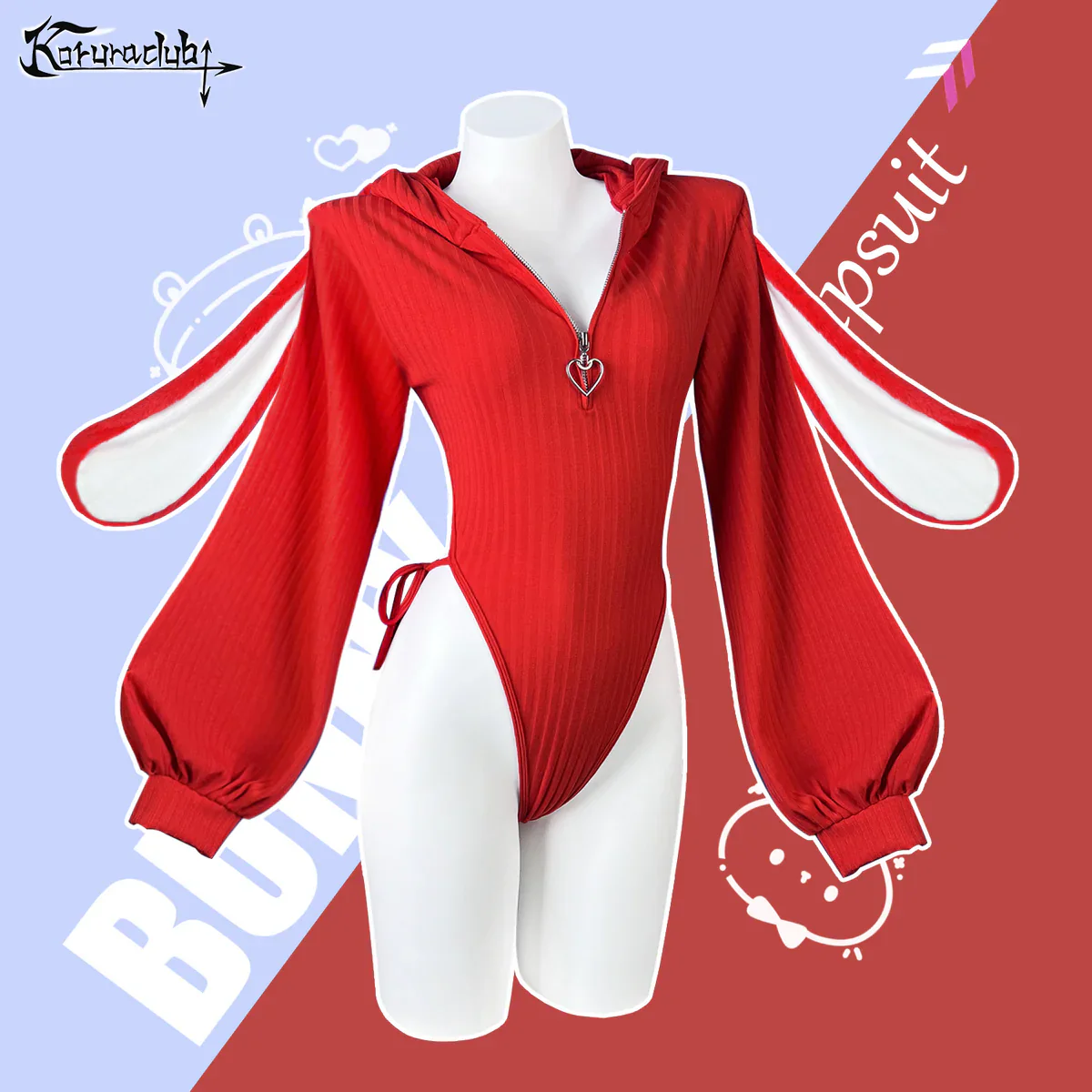 Chic Grey Bunny Ear Hoodie Bodysuit KO64 - Image 34