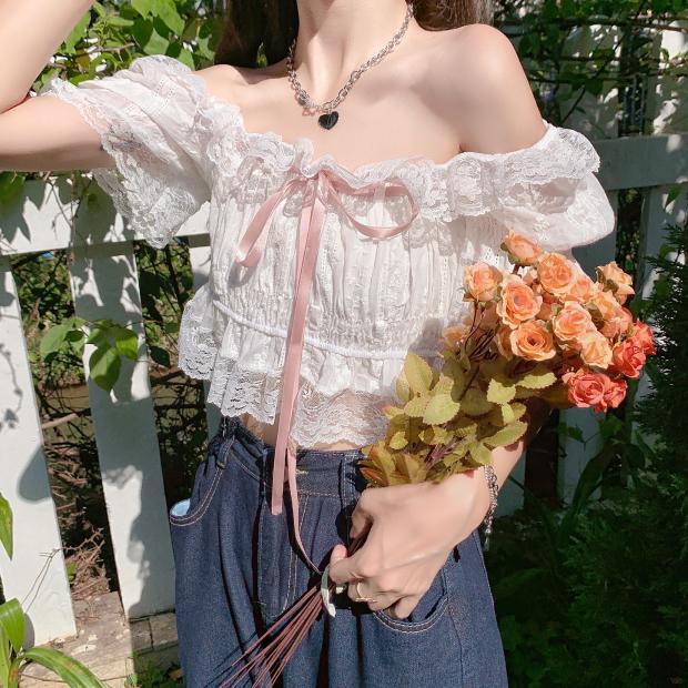 Sweet Lace French Short Sleeves  HA0374 - Image 4