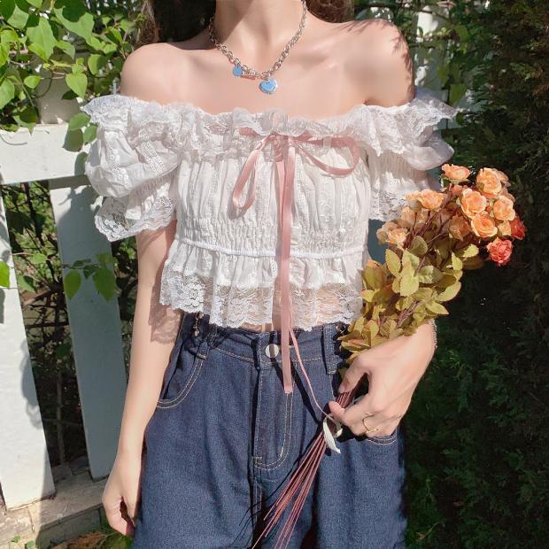 Sweet Lace French Short Sleeves  HA0374 - Image 5